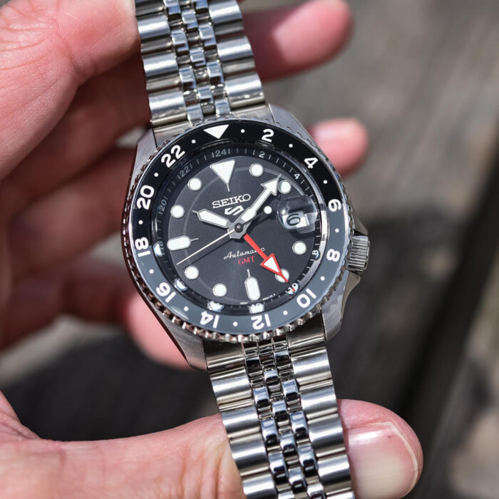 Seiko 5 Sports Automatic GMT Black Dial Silver Steel Strap Watch For Men - SSK001K1 - Image 6